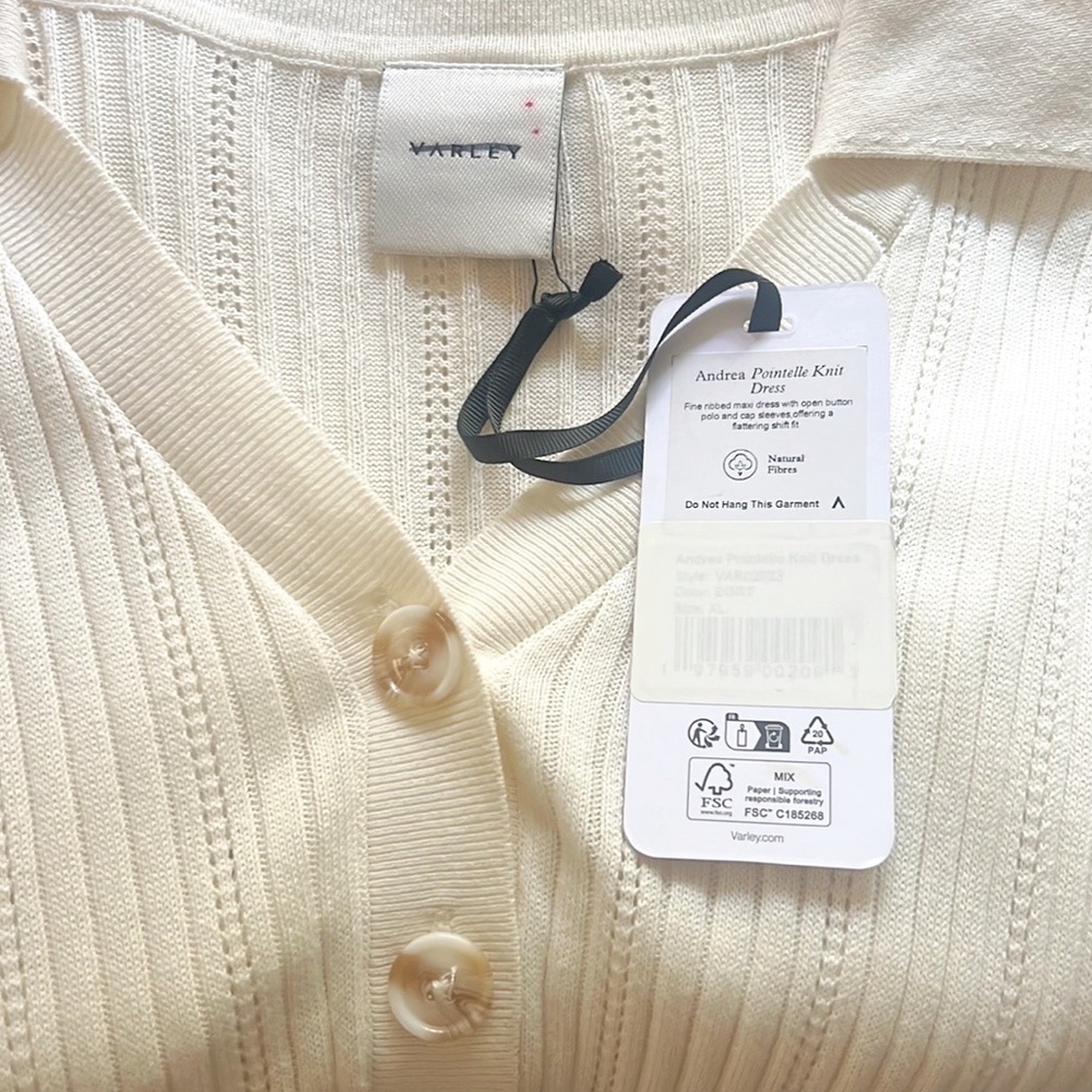 SOLD Varley Andrea Knit Maxi Dress White NWT - Picture 12 of 14